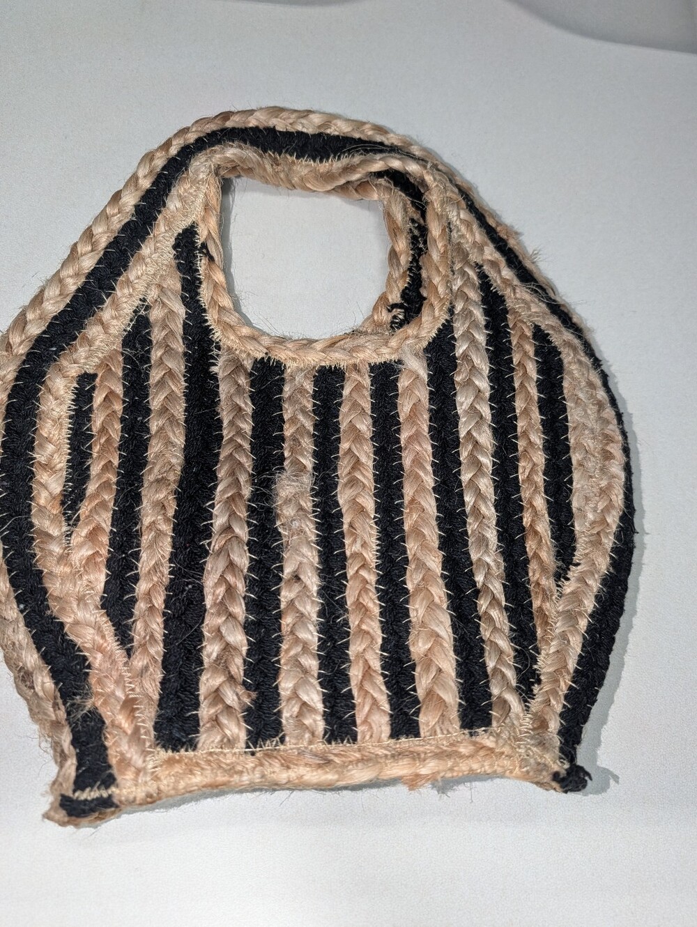 NORDSTROM RACK BLACK JUTE WOMENS HANDBAG 13.5 X 11"